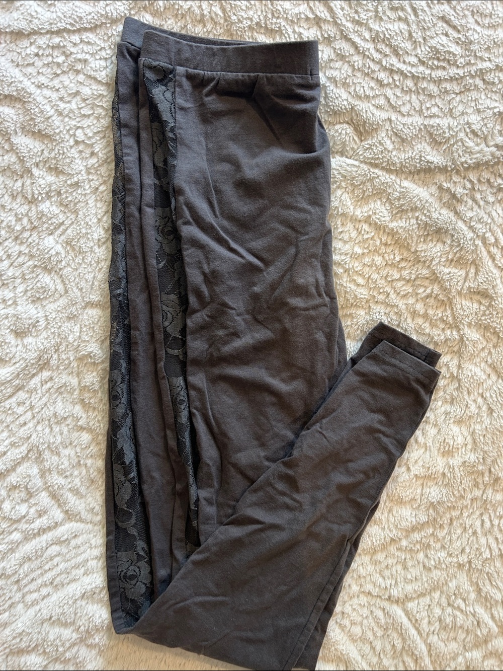 Black Lace-Trim Leggings